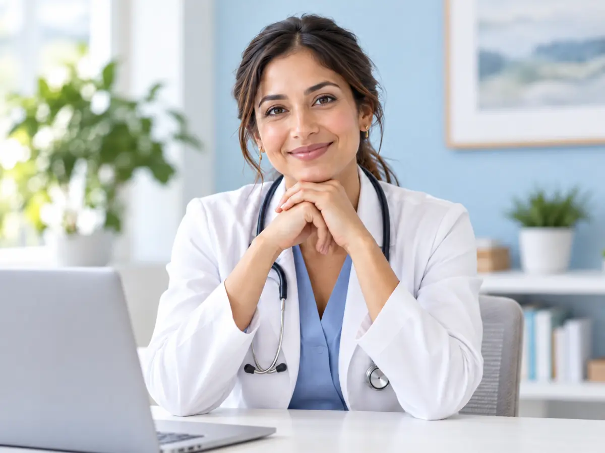 Healthcare professional during telemedicine consultation